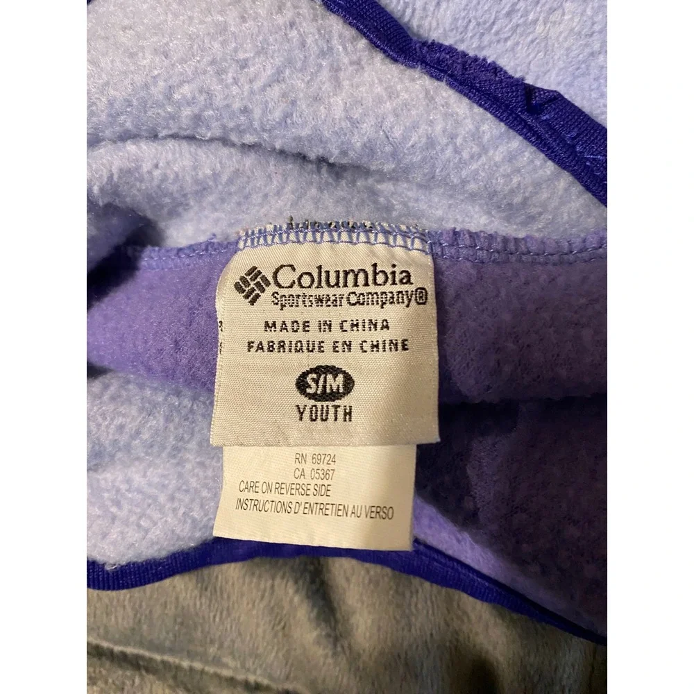 Columbia Youth Fleece Jester Hat Purple Stripe Tassel Ear Flap S/M CY8249
